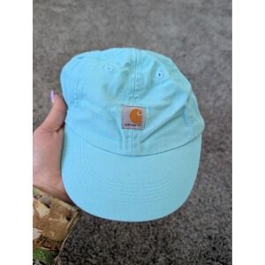 Carhartt Kids Canvas Baseball Cap Light Blue Aqua Elastic Back Logo Hat